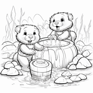 Action-Filled Beaver Building Dam Coloring Pages 4