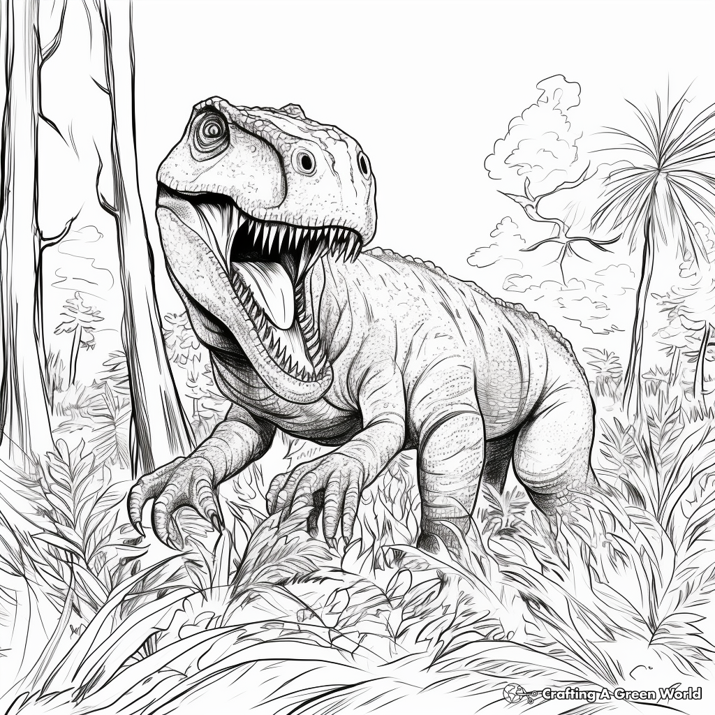 Action-filled Giganotosaurus and T Rex Coloring Pages 3