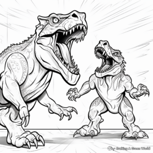 Action-filled Giganotosaurus and T Rex Coloring Pages 4