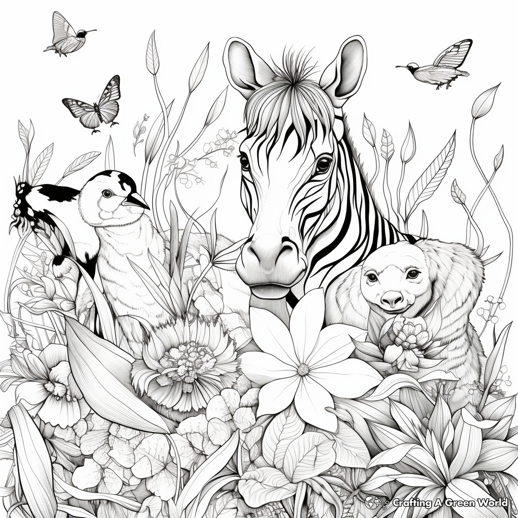 Action-Packed Animal Kingdom Coloring Sheets 1