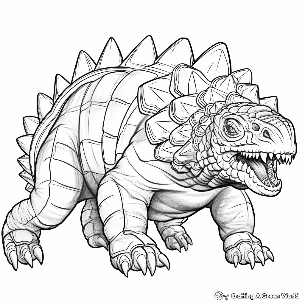 Action-packed Ankylosaurus Dinosaur Coloring Pages 1