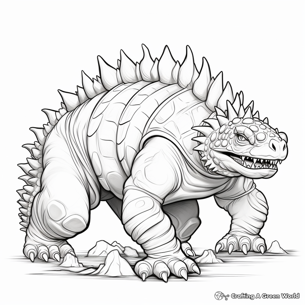 Action-packed Ankylosaurus Dinosaur Coloring Pages 3