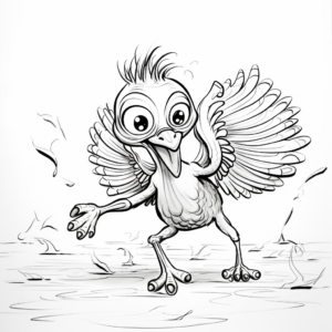 Action-Packed Baby Turkey Fleeing Scene Coloring Pages 4