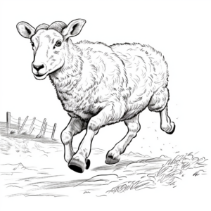 Action-Packed Bighorn Sheep Escaping Predator Coloring Pages 2