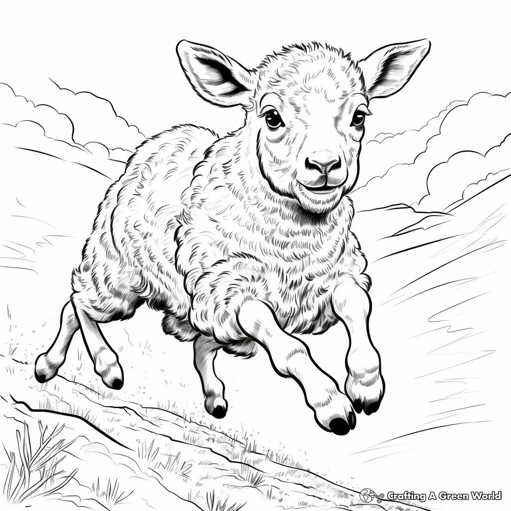 Action-Packed Bighorn Sheep Escaping Predator Coloring Pages 4