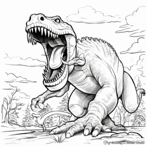 Action-Packed Brontosaurus Fighting Coloring Pages 2