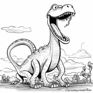 Action-Packed Brontosaurus Fighting Coloring Pages 4