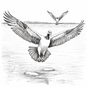 Action Packed Canada Geese Landing Coloring Pages 1