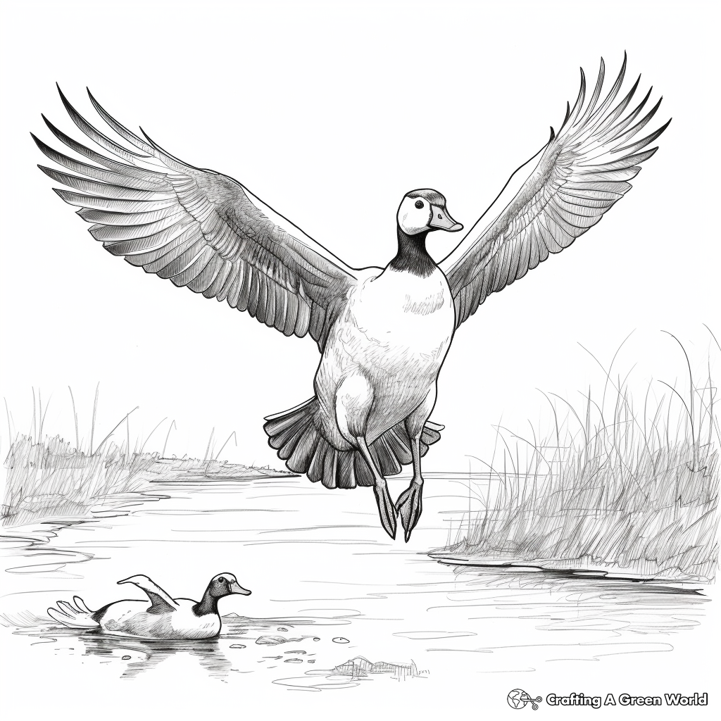 Action Packed Canada Geese Landing Coloring Pages 2