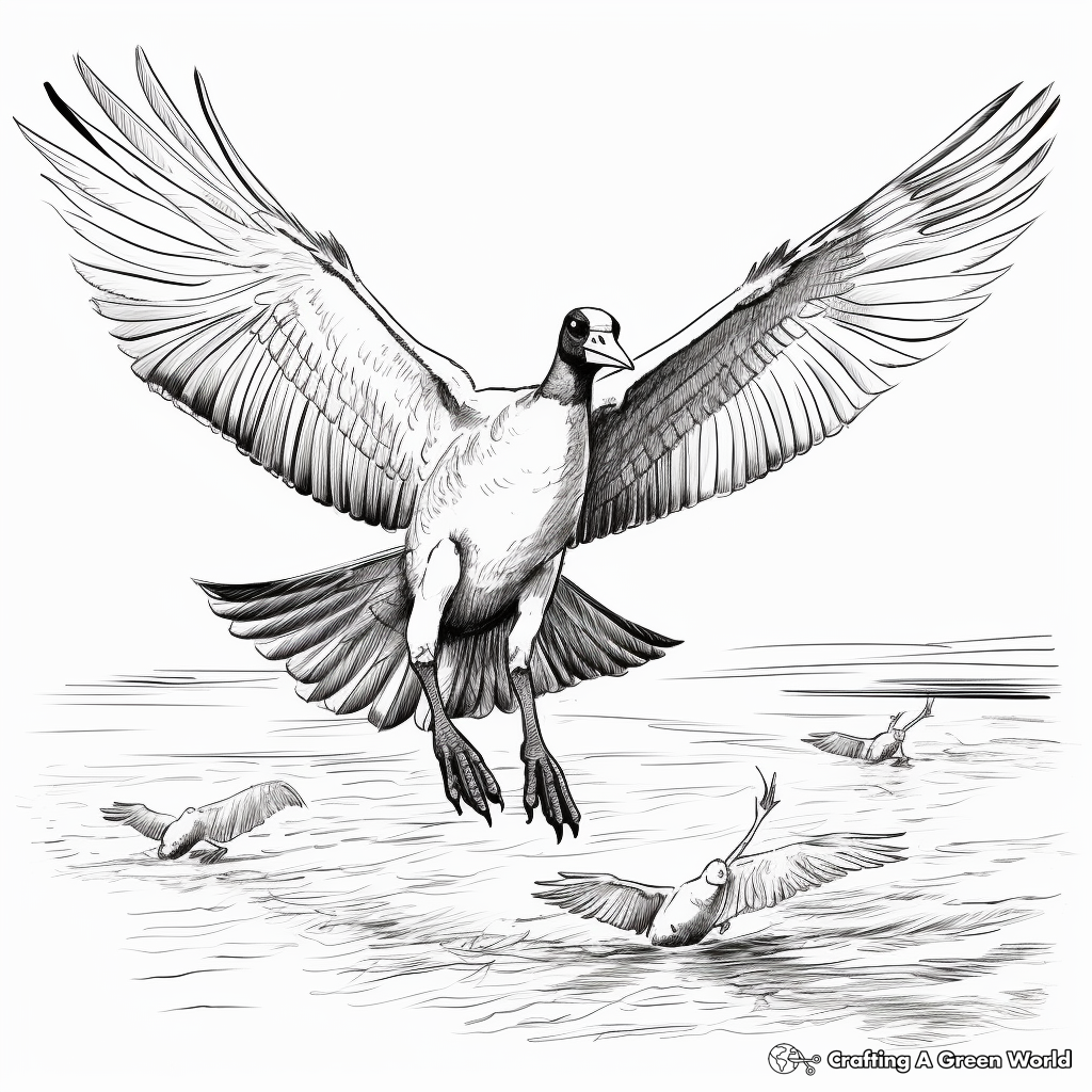 Action Packed Canada Geese Landing Coloring Pages 3