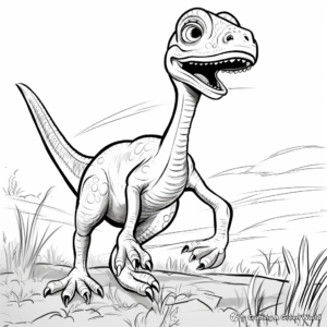 Action-Packed Compysognathus Chase Coloring Pages 3