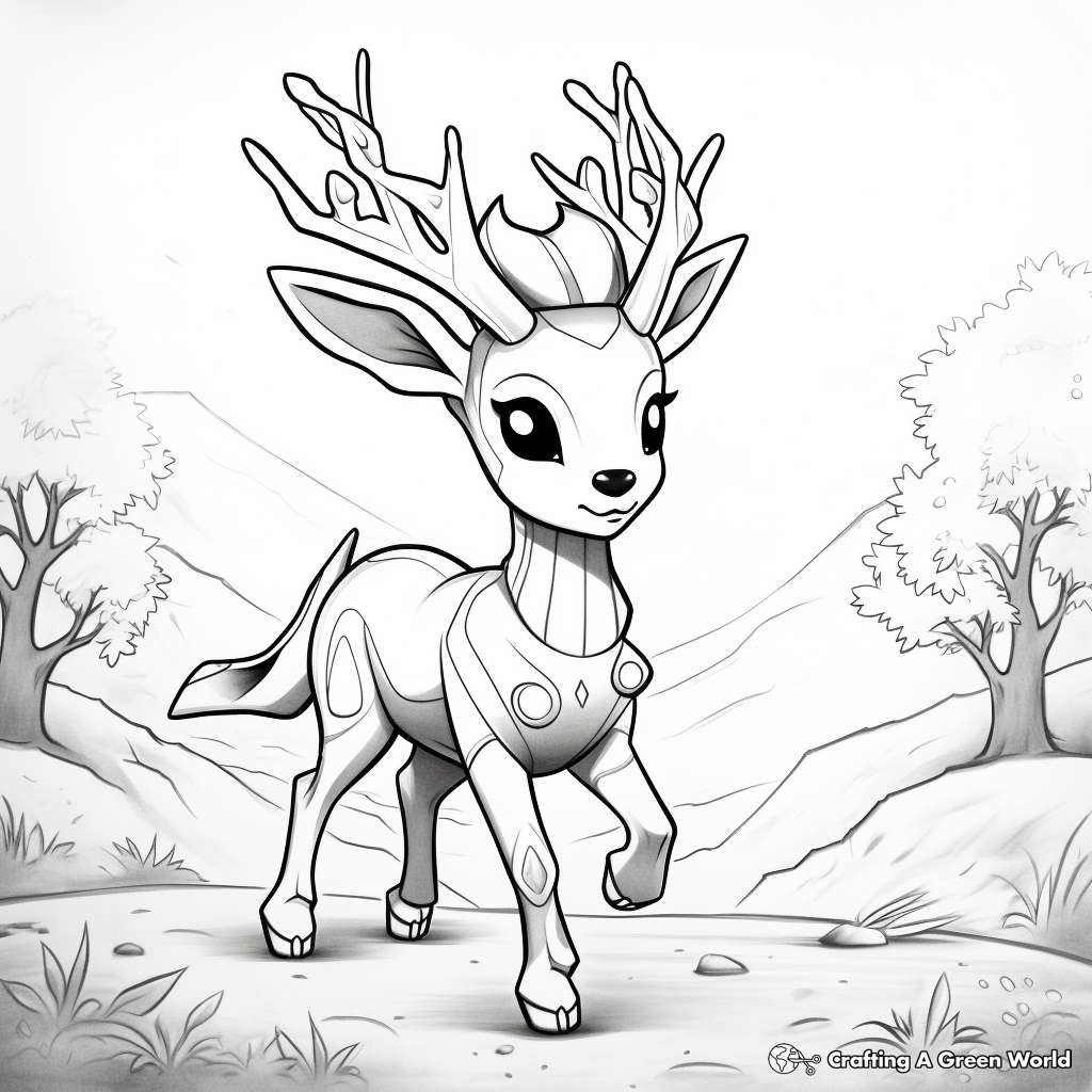 Action-Packed Deerling In A Battle Coloring Pages 4