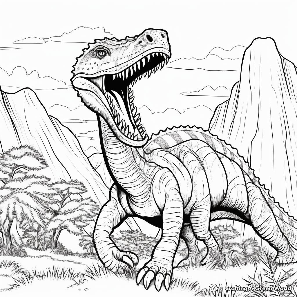 Action-Packed Diplodocus Running from Predators Coloring Pages 3