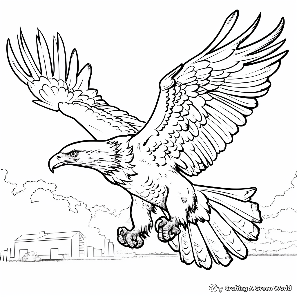 Action-Packed Eagle Soaring Coloring Pages 1