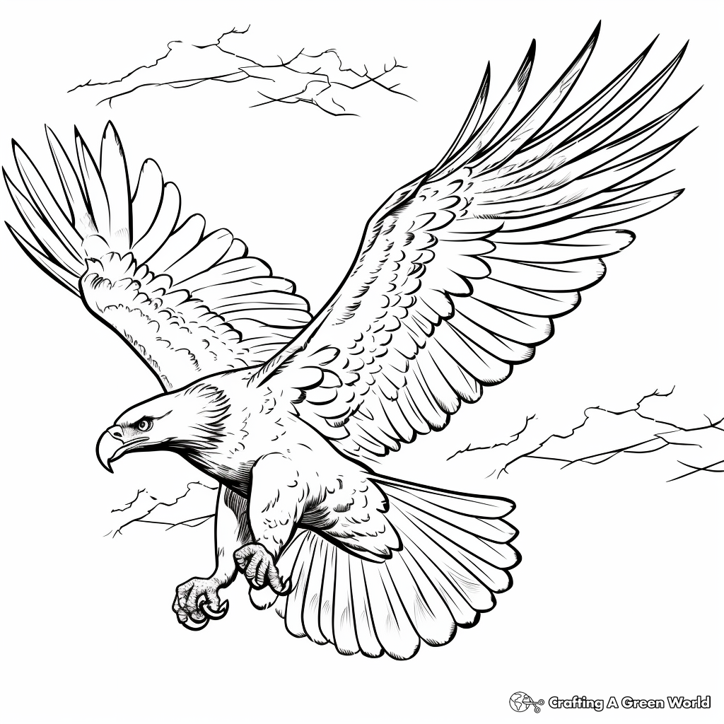 Action-Packed Eagle Soaring Coloring Pages 2
