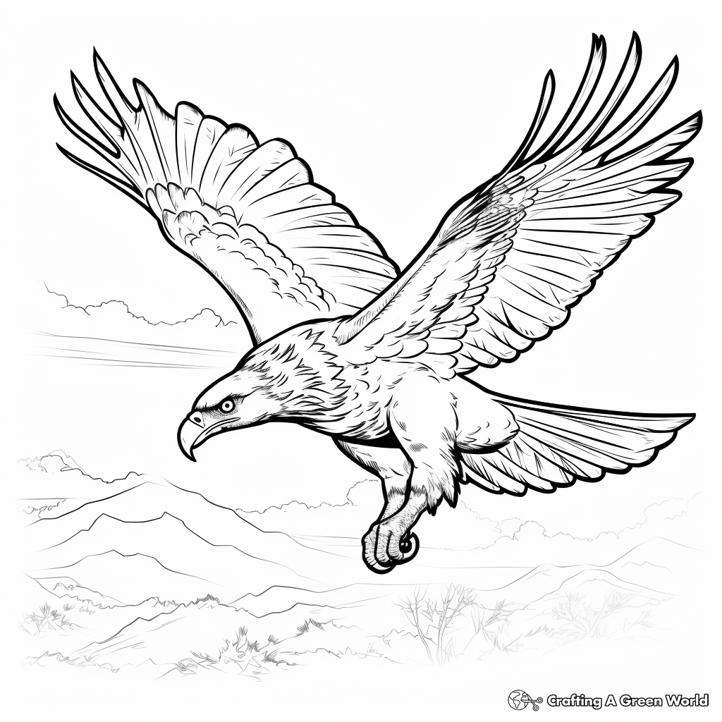 Action-Packed Eagle Soaring Coloring Pages 3