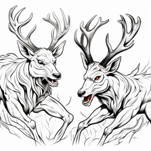 Action-Packed Fighting Stags Coloring Pages 3