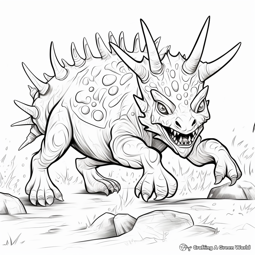 Action-Packed Fighting Styracosaurus Coloring Pages 1