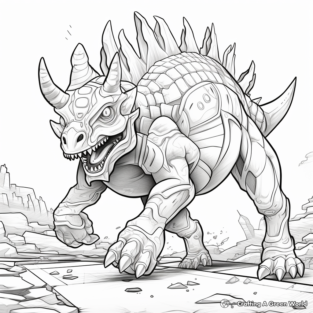Action-Packed Fighting Styracosaurus Coloring Pages 3