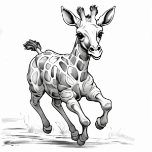 Action-Packed Giraffe Running Coloring Pages 2