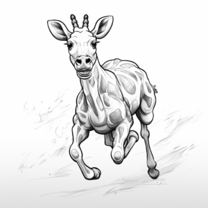 Action-Packed Giraffe Running Coloring Pages 4