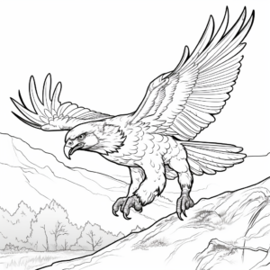 Action-Packed Golden Eagle Hunting Coloring Pages 1