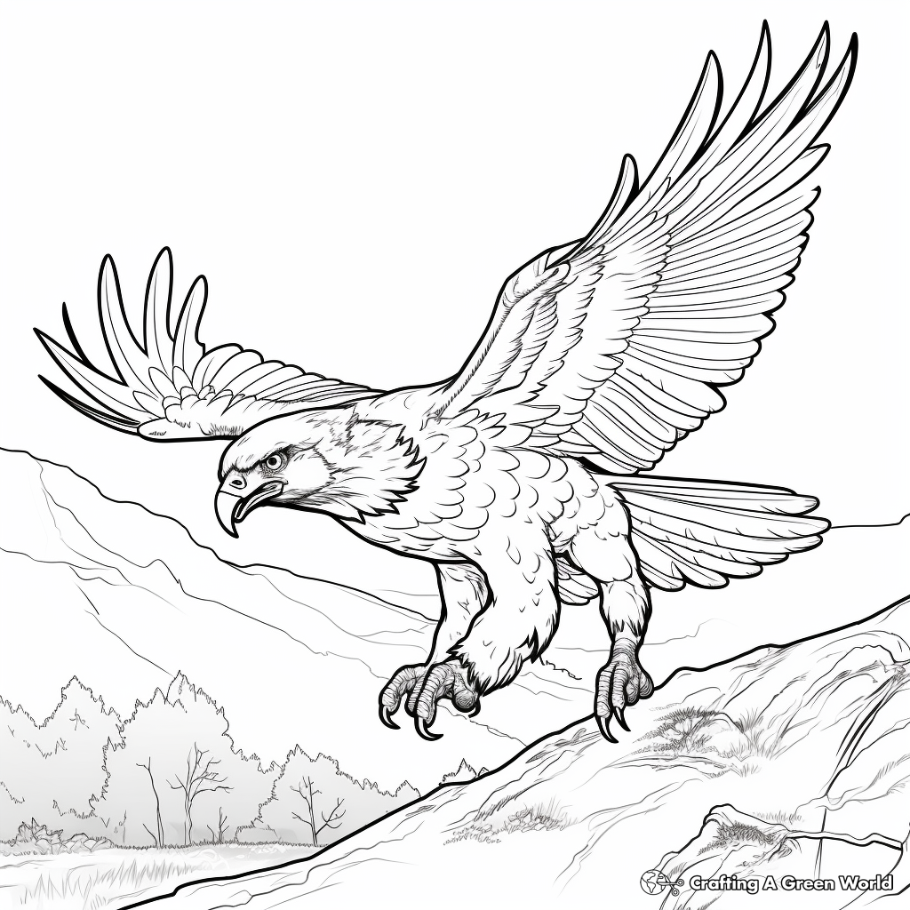 Action-Packed Golden Eagle Hunting Coloring Pages 1