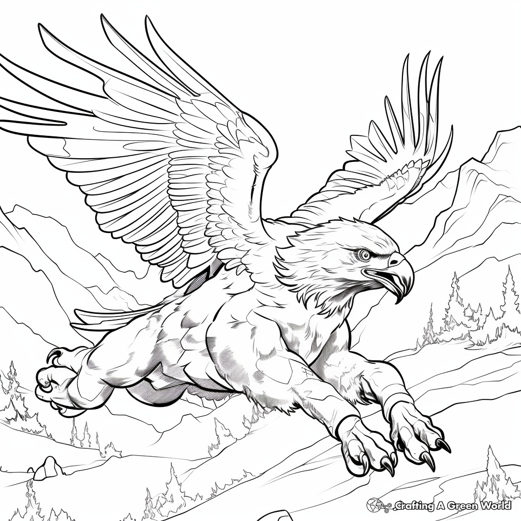 Action-Packed Golden Eagle Hunting Coloring Pages 3