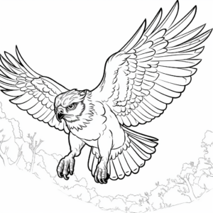 Action-Packed Great Horned Owl Pursuing Prey Coloring Pages 4