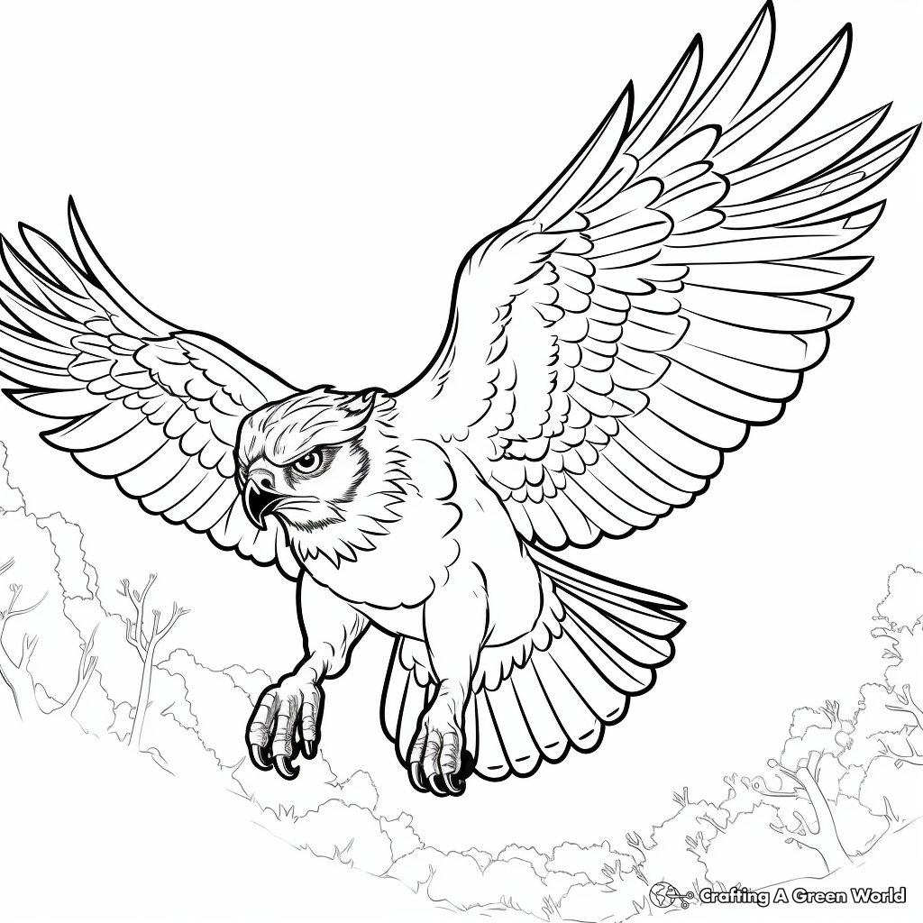 Action-Packed Great Horned Owl Pursuing Prey Coloring Pages 4