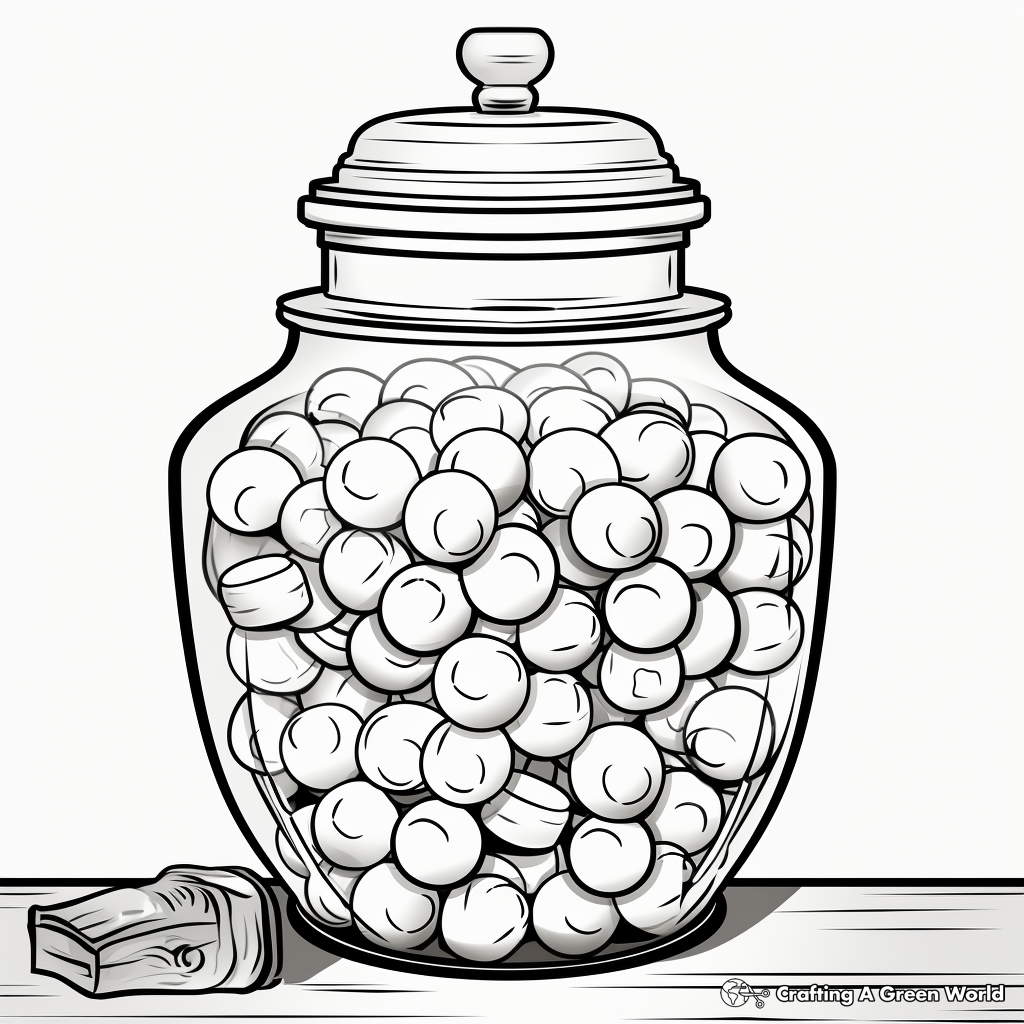Action-Packed Gumballs in Candy Jar Coloring Pages 3