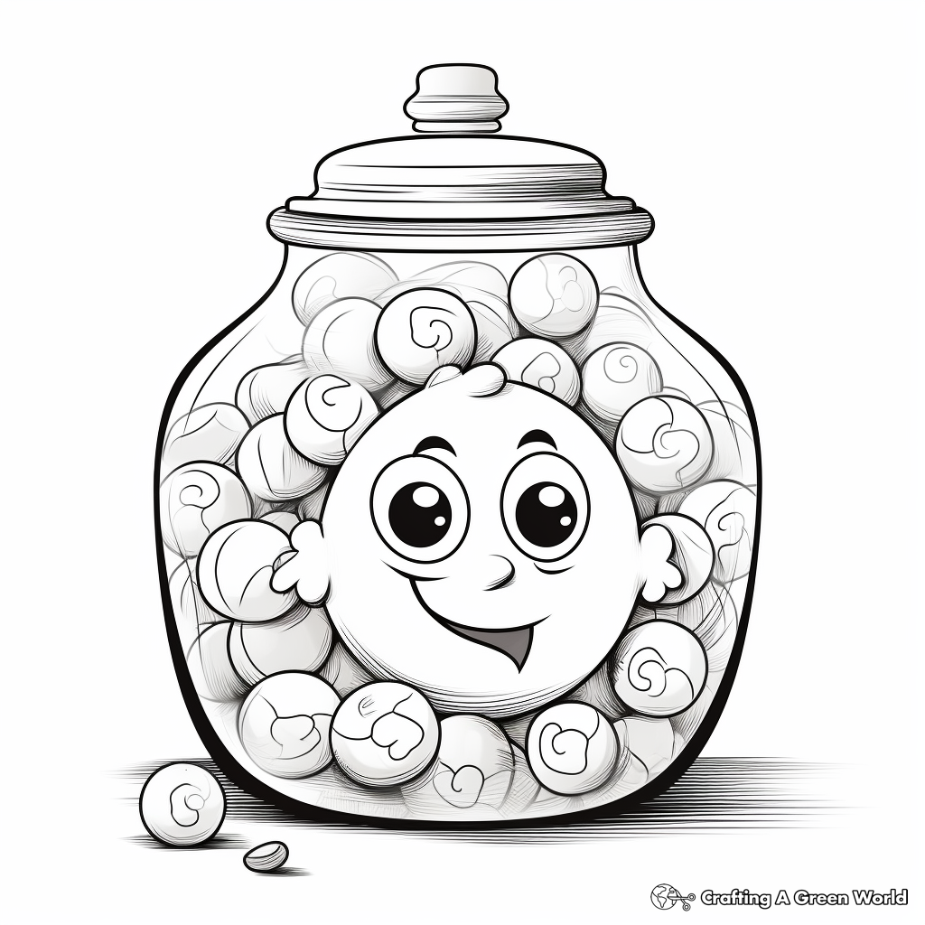 Action-Packed Gumballs in Candy Jar Coloring Pages 4