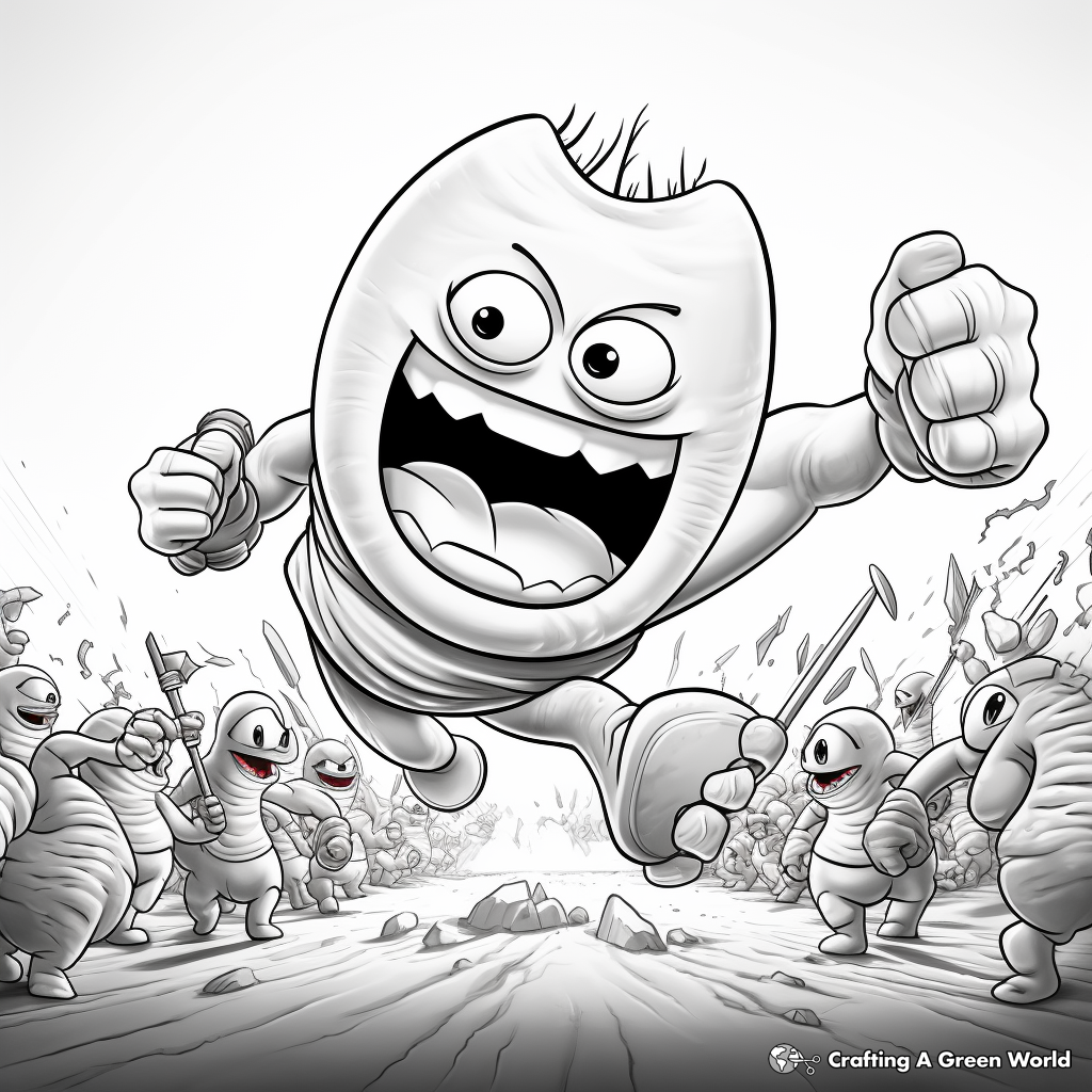 Action Packed Gummy Worm Battle Coloring Pages 3