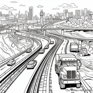 Action-Packed Highway Construction Coloring Pages 3