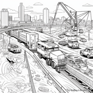 Action-Packed Highway Construction Coloring Pages 4