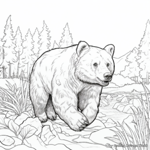 Action-Packed Hunting Black Bear Coloring Pages 1