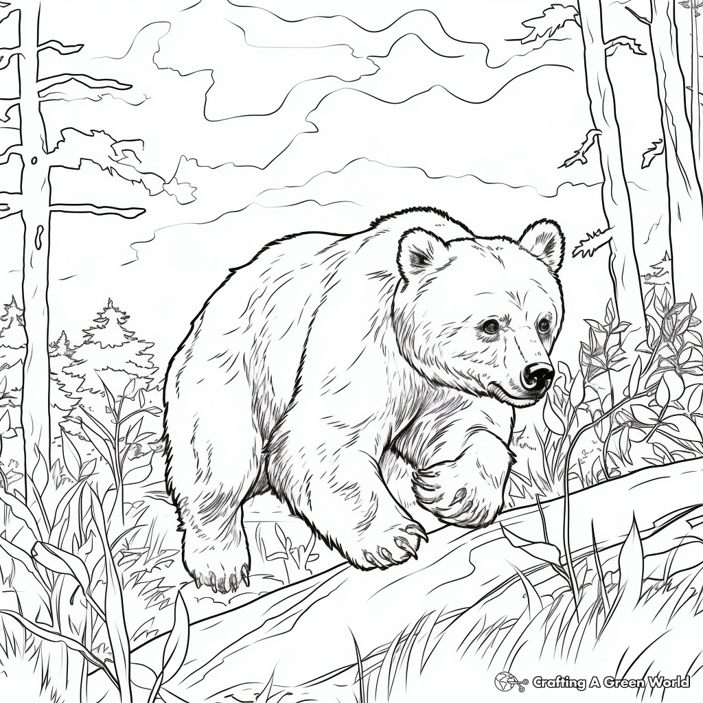 Action-Packed Hunting Black Bear Coloring Pages 2