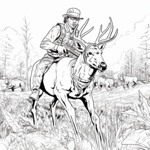 Action-Packed Hunting Buck Coloring Pages 1