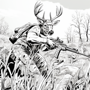 Action-Packed Hunting Buck Coloring Pages 3