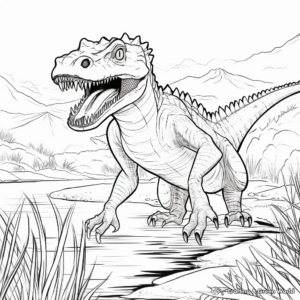 Action-Packed Hunting Suchomimus Coloring Pages 1