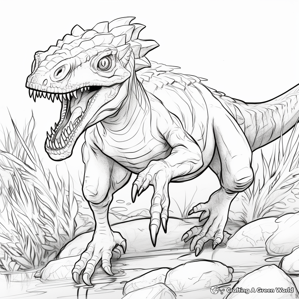 Action-Packed Hunting Suchomimus Coloring Pages 2