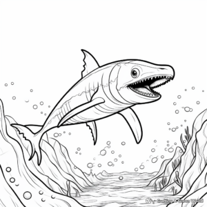 Action-Packed Mosasaurus Hunting Coloring Pages 3
