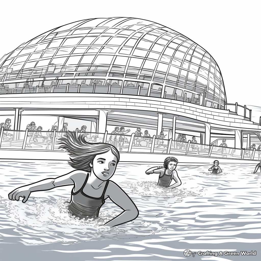 Action-packed Olympic Swimming Competition Coloring Pages 1