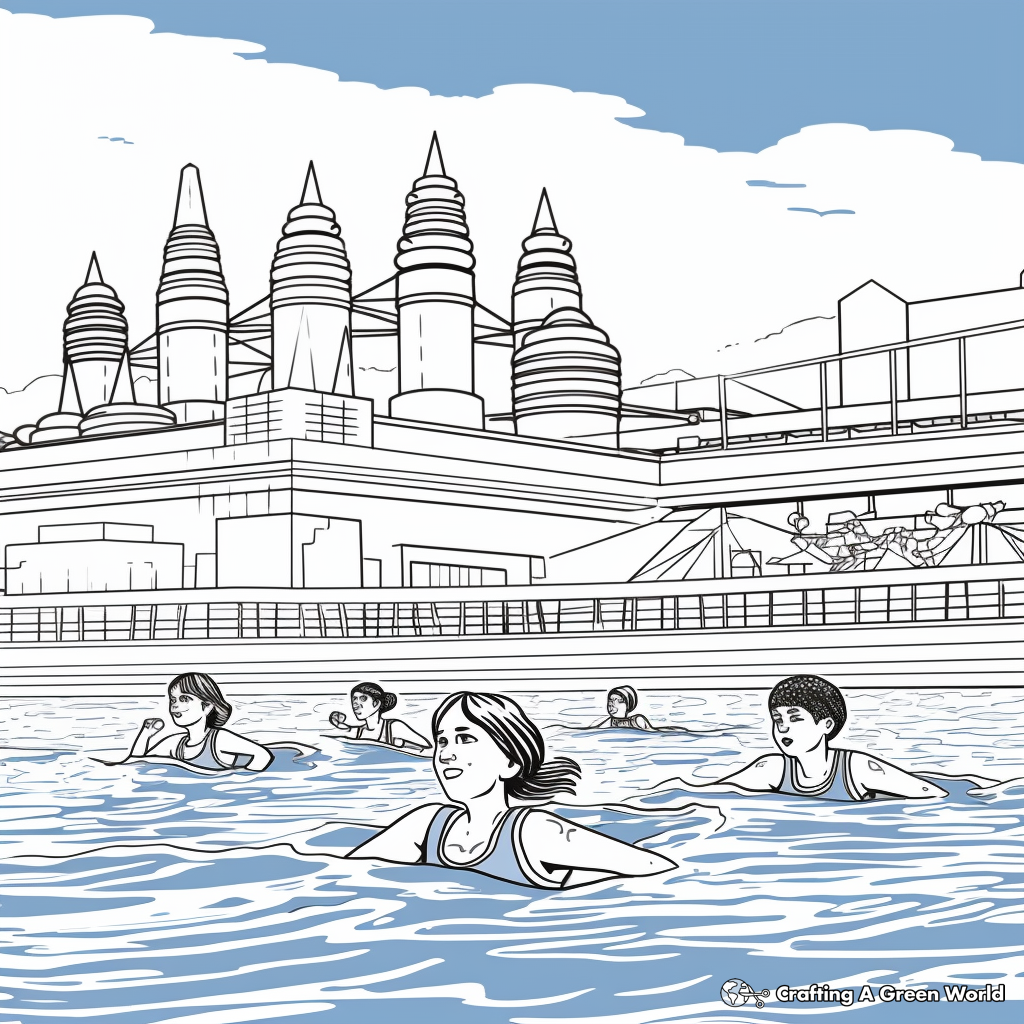 Action-packed Olympic Swimming Competition Coloring Pages 2