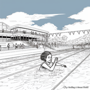 Action-packed Olympic Swimming Competition Coloring Pages 3