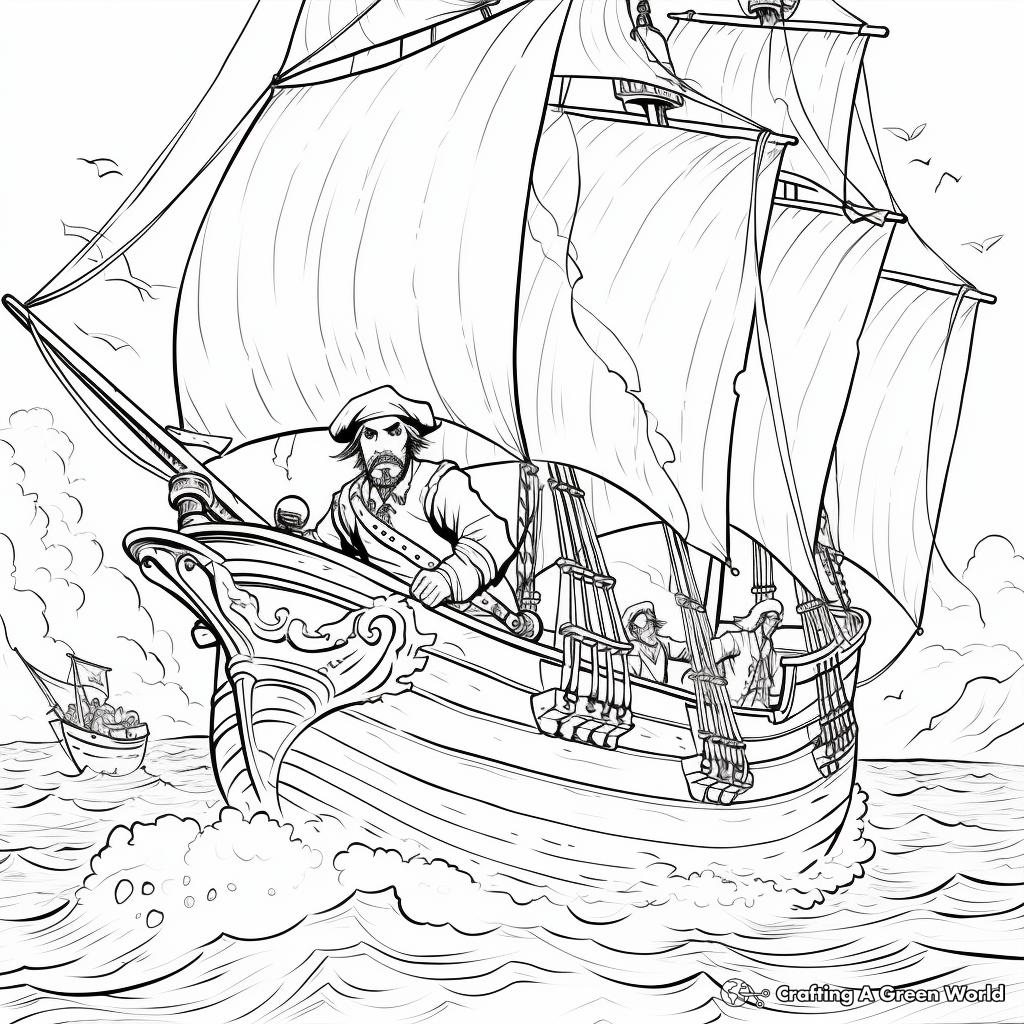Action-Packed Pirate Sailboat Coloring Pages 3