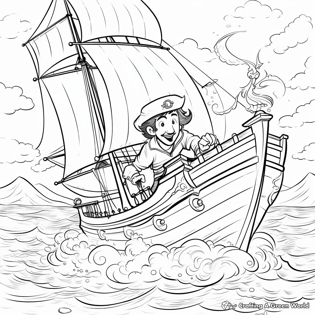 Action-Packed Pirate Sailboat Coloring Pages 4