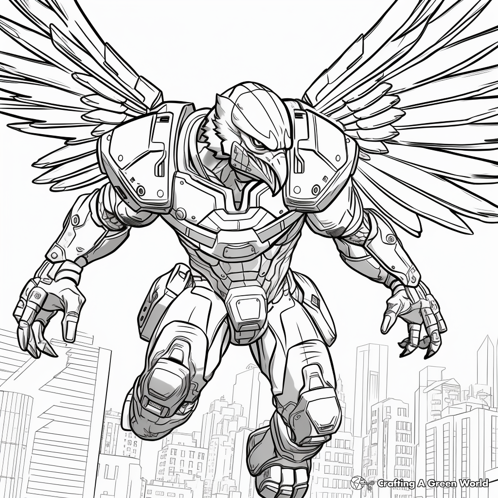 Action-Packed Predator Hawk Coloring Pages 1