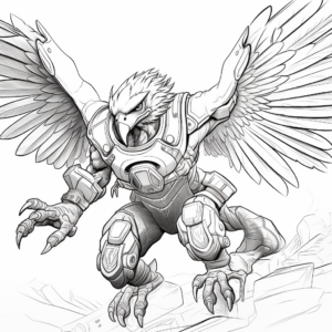 Action-Packed Predator Hawk Coloring Pages 4