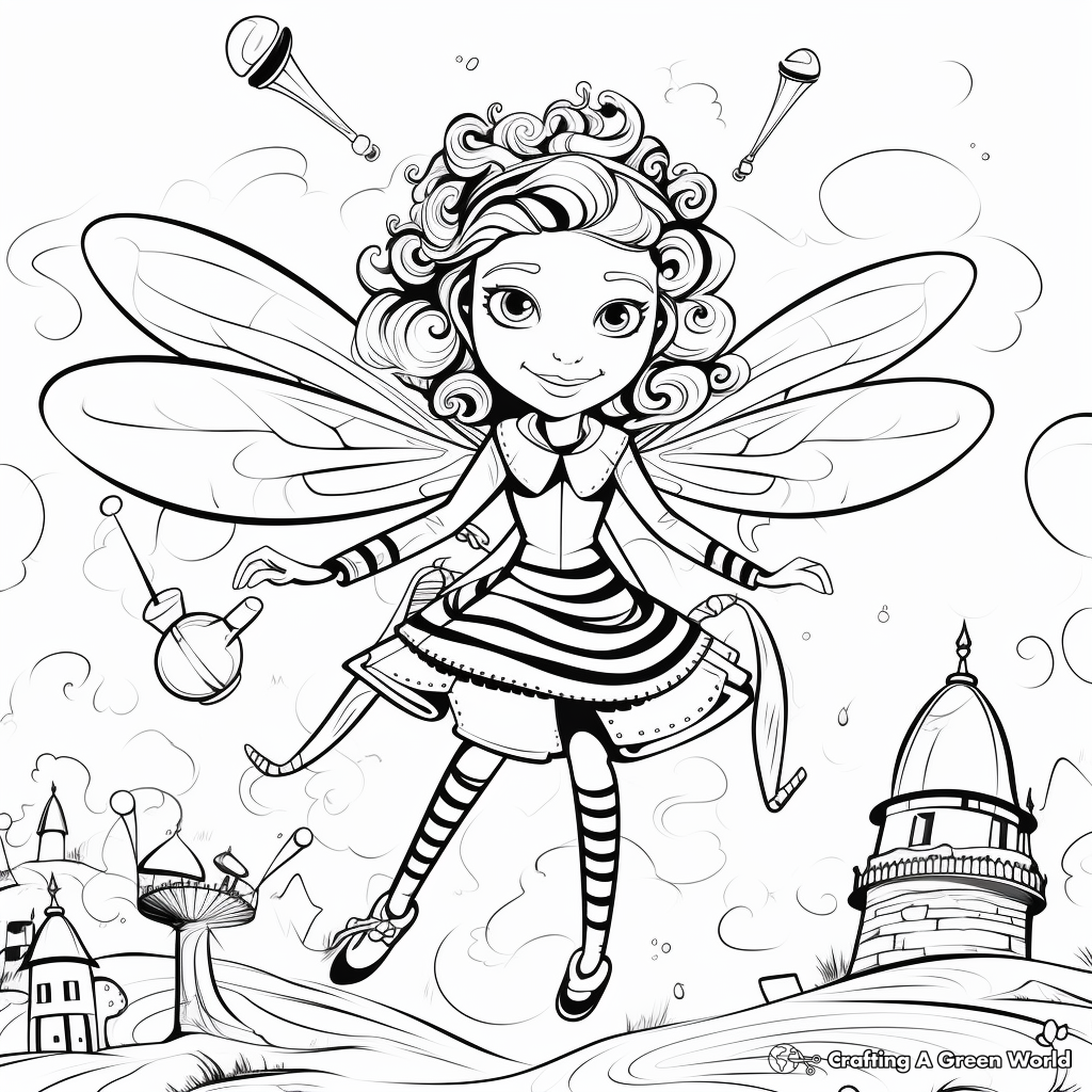 Action-Packed Queen Bee and Wasp Coloring Pages 4
